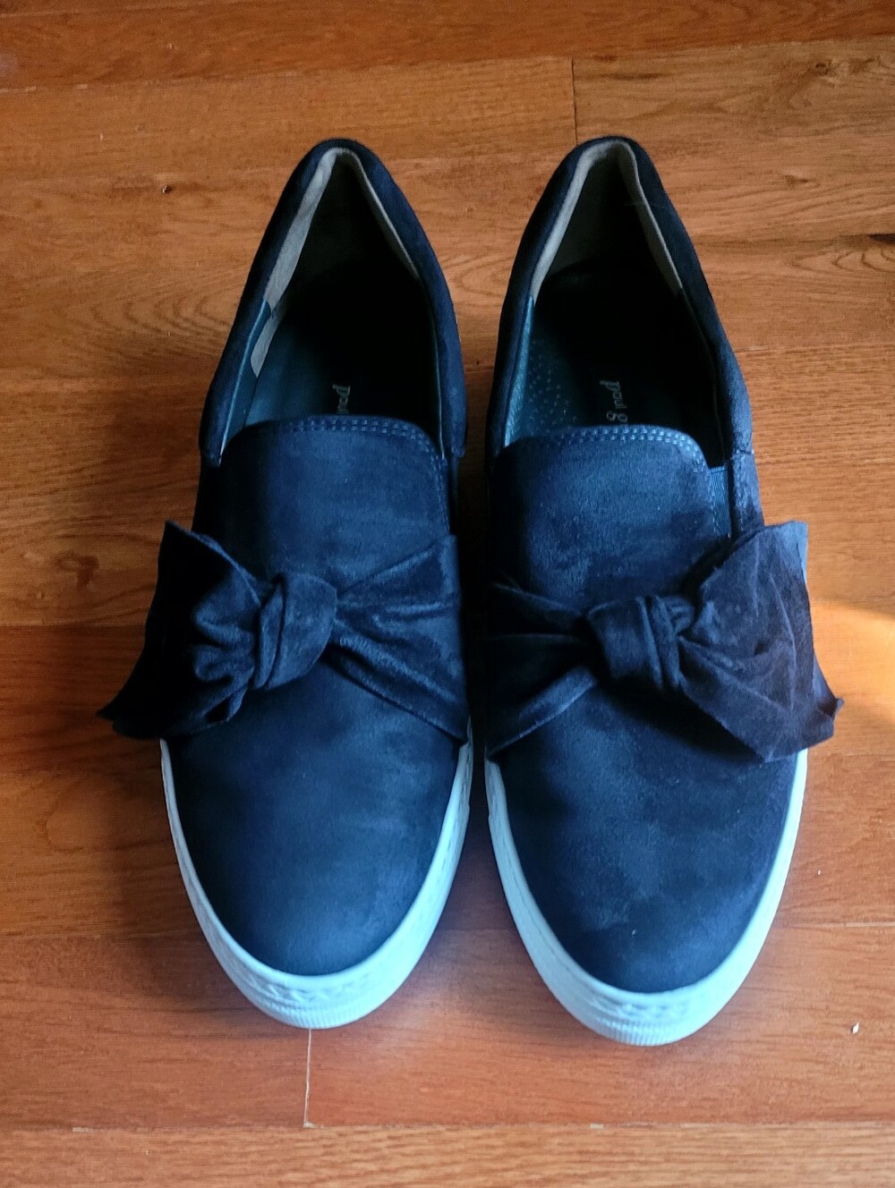 Paul Green Micky Bow Slip-On Comfort Sneakers -Black- 10" Length Footbed)